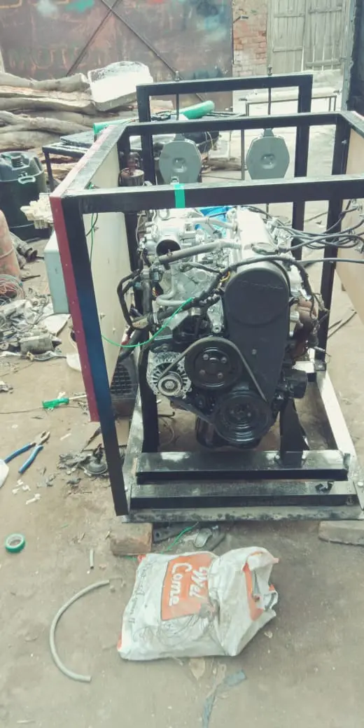 Engine test rig being assembled at the Sanmati workshop